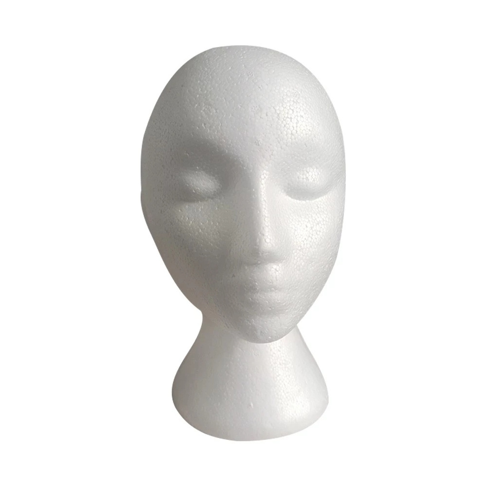 Female Styrofoam Mannequin Wig Glasses Hat Display Stand Popular Foam Head Model Storage Holders White