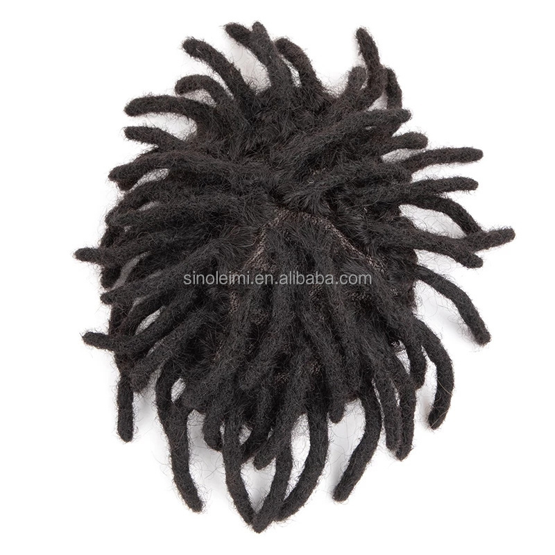 Dreadlocks Toupee for Men Afro Kinky Curly 100% Human Hair Wigs for Black Man Natural Hairpiece in stock