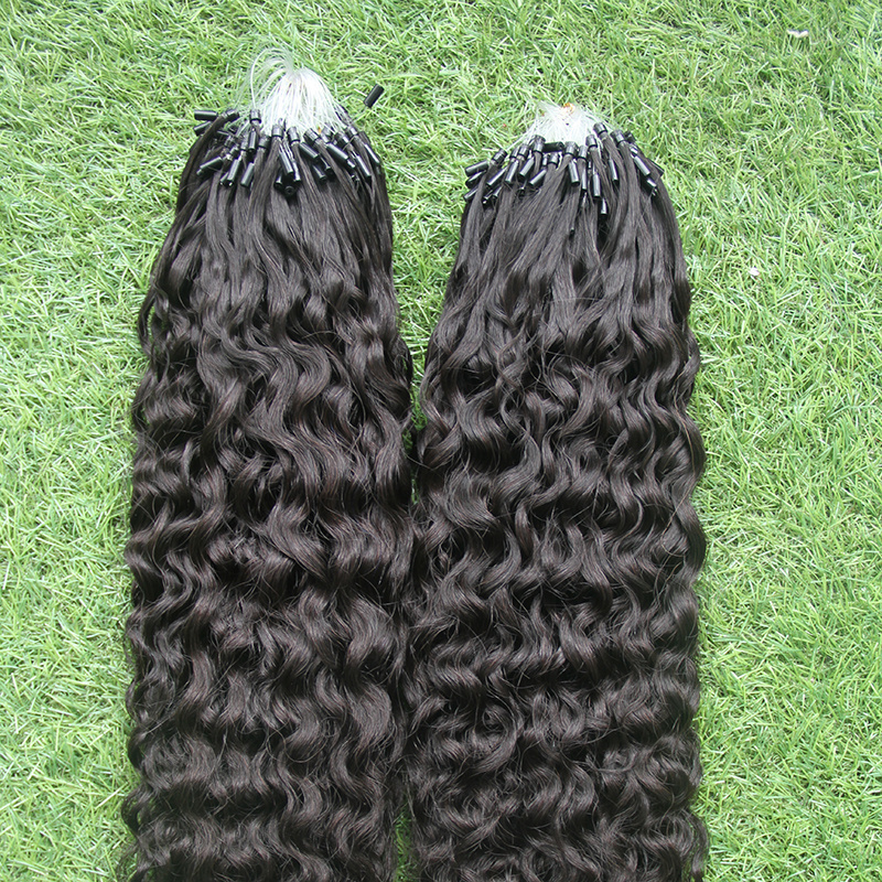 2016 Unprocessed Natural Black Micro Loop Ring Hair Extensions for women