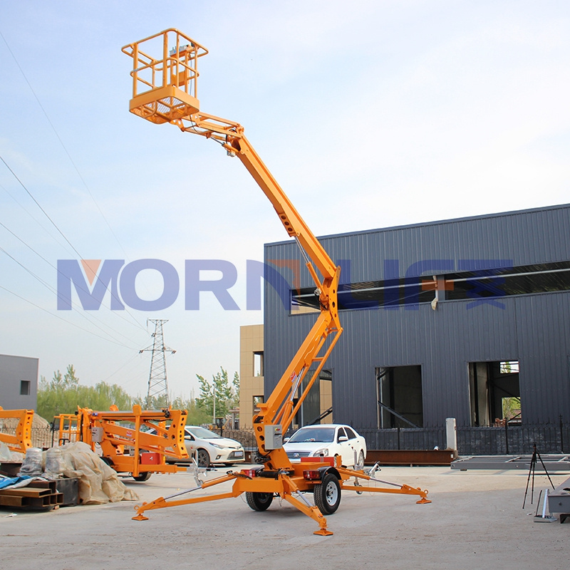 MORN 8m-22m towable trailer mounted electric boom man lift cherry picker aerial work platform sky lift for sales