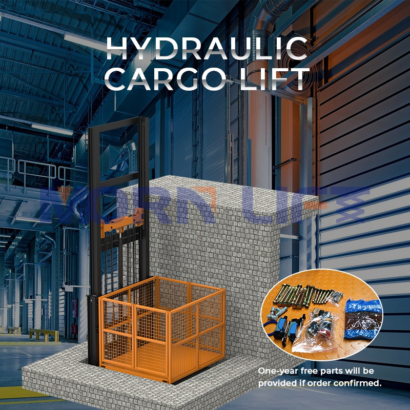 MORN customizable 2500-10500mm wall mounted cargo lift hydraulic freight elevator small cargo elevator with CE ISO