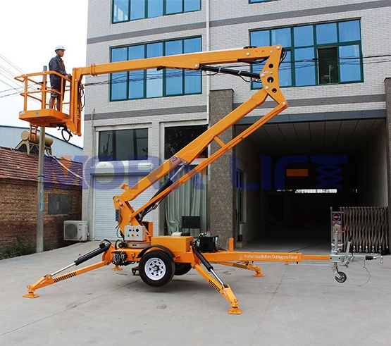 MORN 8m-18m small cherry picker electric sky boom lift aerial work platform telescopic trailer one man lift equipment