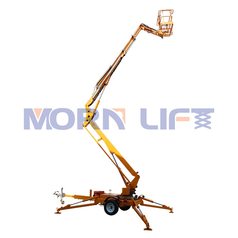 MORN 8m-18m small cherry picker electric sky boom lift aerial work platform telescopic trailer one man lift equipment