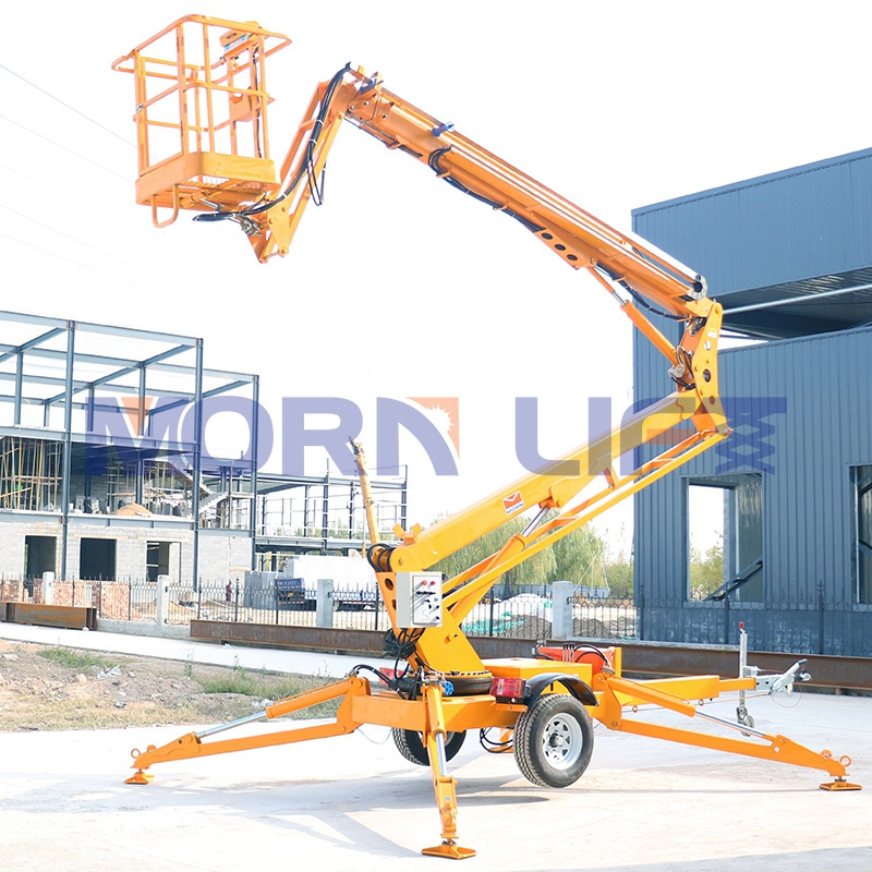 MORN 8m-18m small cherry picker electric sky boom lift aerial work platform telescopic trailer one man lift equipment