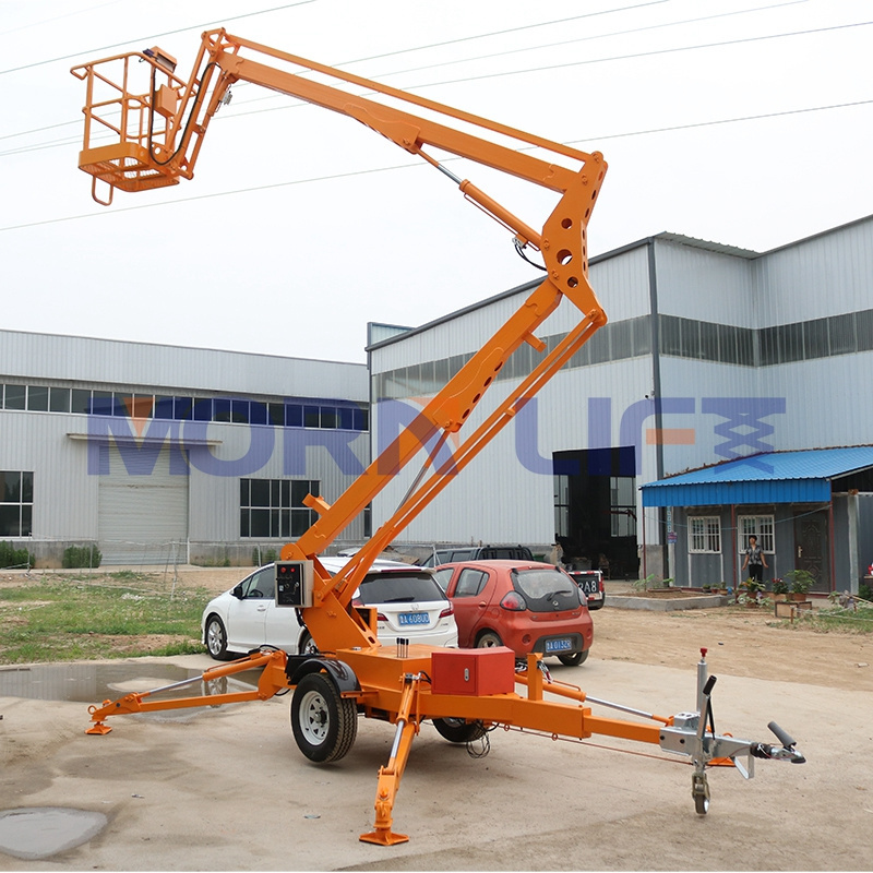 MORN 8m-18m small cherry picker electric sky boom lift aerial work platform telescopic trailer one man lift equipment