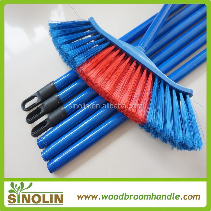 Automatic machine making PVC coated round wooden stick for mop with blue black 8' oak wood handle broom 48 inch cotton dust 25mm