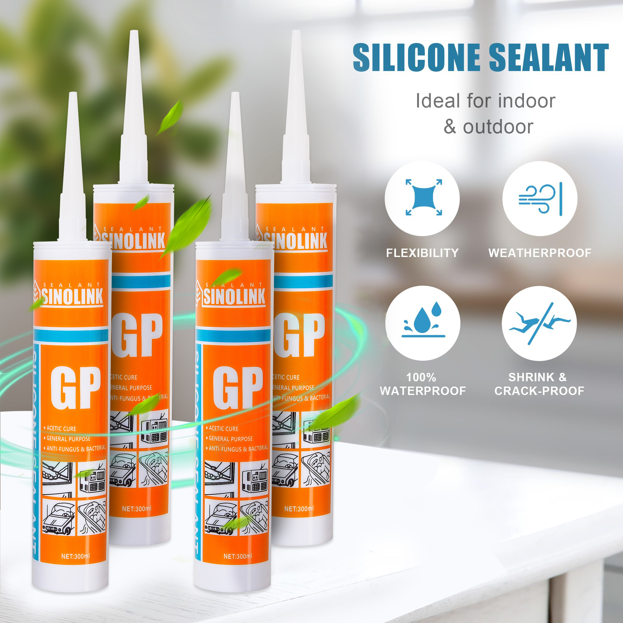 Clear Construction Caulking White GP Silicone Sealant