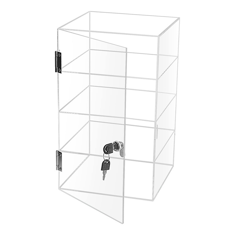 Custom 4 Tier Clear Acrylic Display Case with Lock for Wholesale