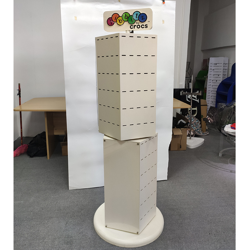 Floor-To-Floor Floor Standing Acrylic Shoes Display Rack With Hooks