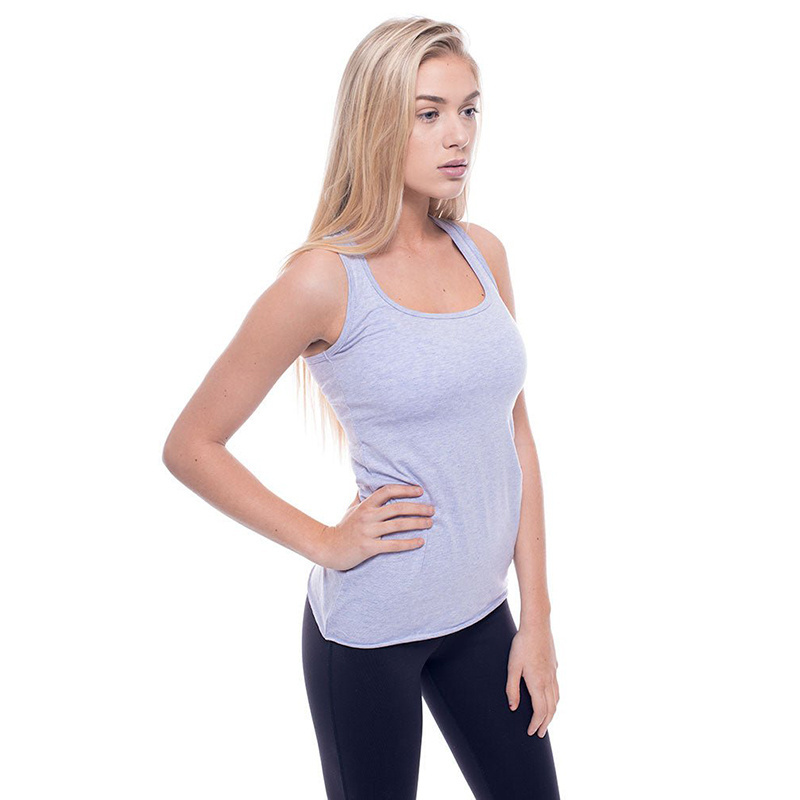 Relaxed fit bamboo racerback tank top for women customized with bamboo viscose jersey top printing logo and tags for private