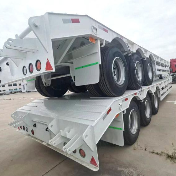 Low Bed Trailer Dimensions 50T Low Platform Semi Trailer Excavator Carrying Trailer