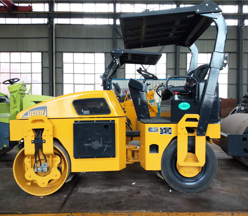 LUTONG 3 ton Mini Tire Combined Hydraulic Vibratory Roller LTC203P LTC203 Double-drum Compactor