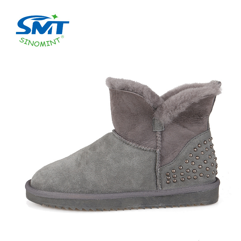 Wholesale ugh classics suede Austrian sheepskin wool rivet ankle snow winter boots outdoor shoes for women