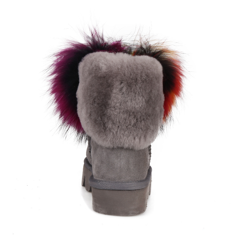 Factory direct cheap raccoon fur antislip sexy hairy women snow boots