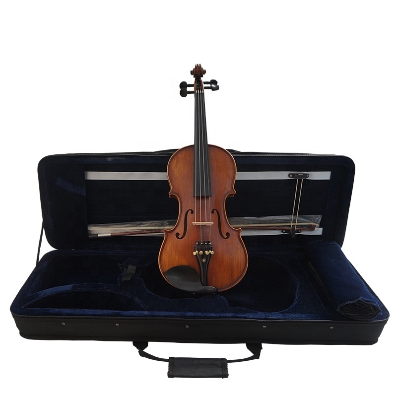 Aiersi brand Quality stringed instruments Handmade Varnished Satin Brown Violin for sale Carved Solid Spruce Nice flame maple