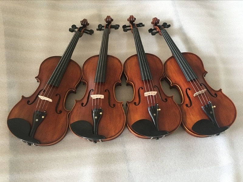 Aiersi brand Quality stringed instruments Handmade Varnished Satin Brown Violin for sale Carved Solid Spruce Nice flame maple