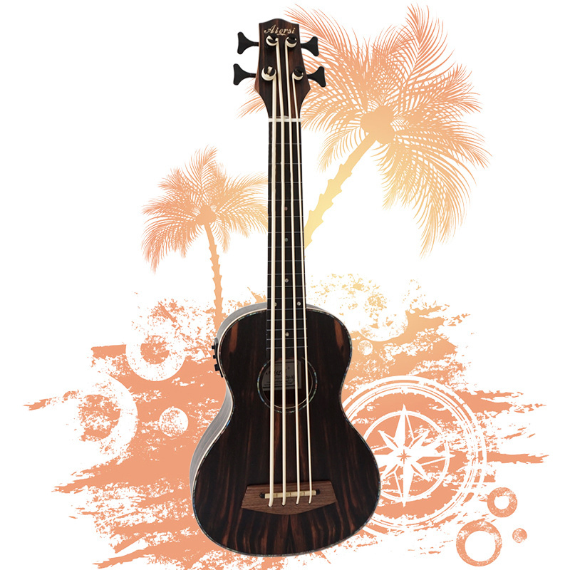 Aiersi brand Java Ebony electric hawaiian 30 inch U bass ukulele acoustic guitar with bag