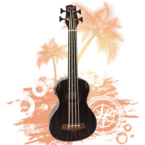 Aiersi brand Java Ebony electric hawaiian 30 inch U bass ukulele acoustic guitar with bag