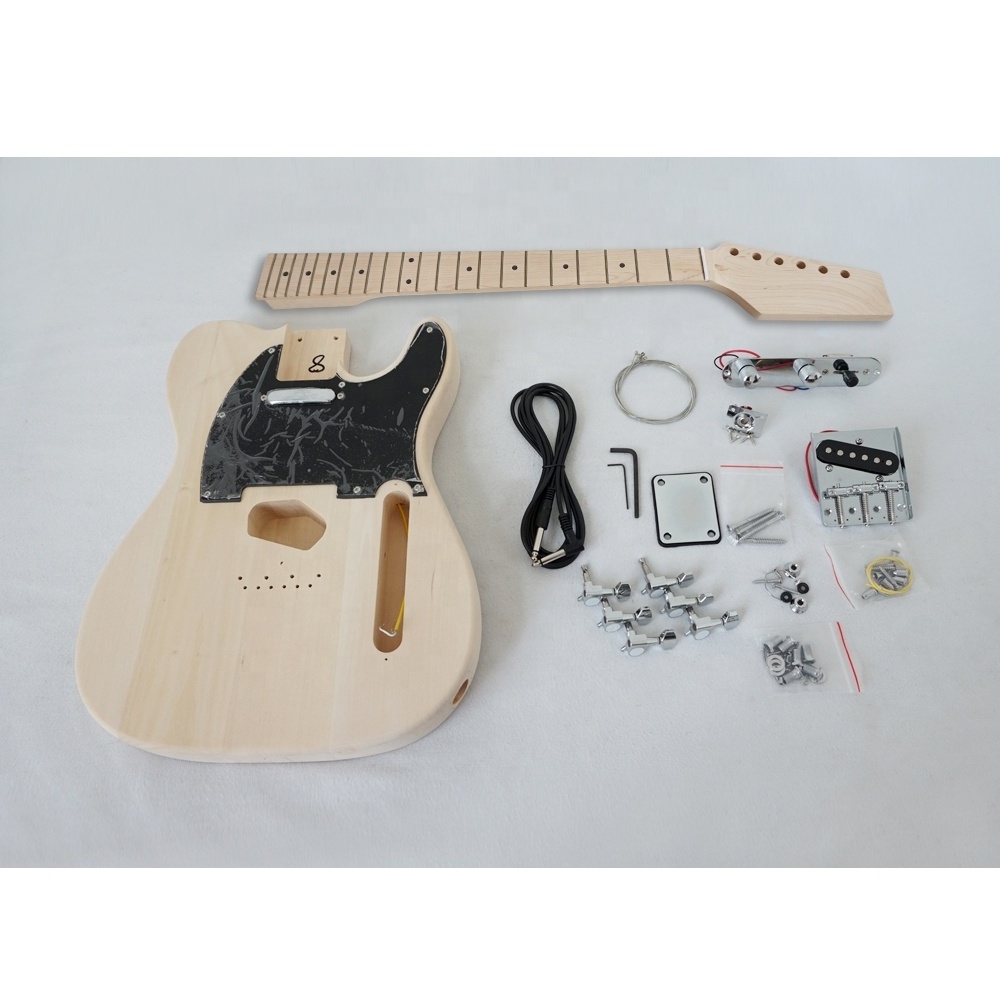 Diy Electric Guitar kits Solid Basswood Body  Maple Neck full pack unfinished electric guitar making kit