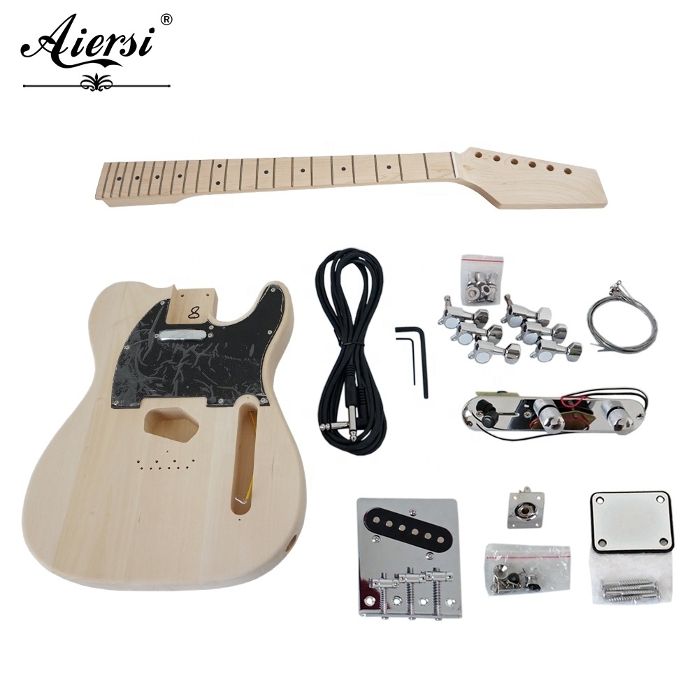 Diy Electric Guitar kits Solid Basswood Body  Maple Neck full pack unfinished electric guitar making kit