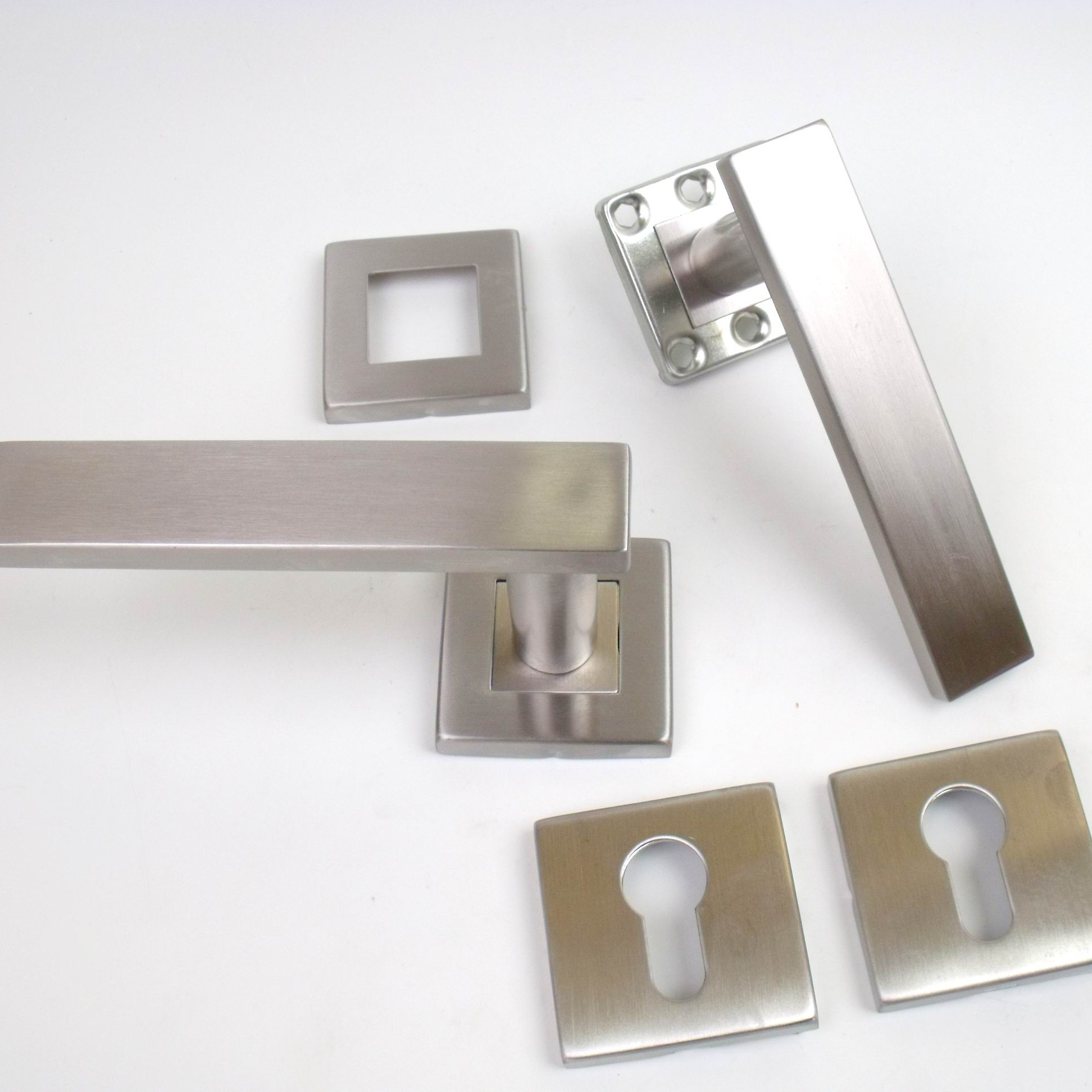 Square Escutcheon Plates, Euro Cylinder, #304 Stainless Steel, Front & Back Lock Covers