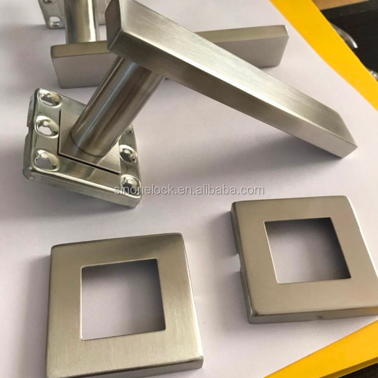 Square Escutcheon Plates, Euro Cylinder, #304 Stainless Steel, Front & Back Lock Covers