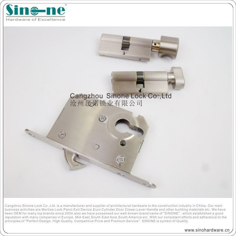 Mortise Hook Lock for sliding bathroom door design conforming to CE standard SS304 Euro Standard Fire rated