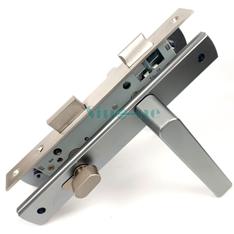 High Quality Security Mortise Door Lock Handle Set Aluminum Plate Door Level Handle With Lock Body And Lock Cylinder