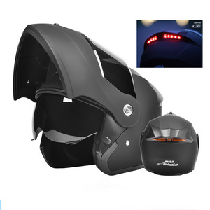 Four seasons LED LIGHT Motorcycle Helmets Electric Moto Bike casco Men women Full face Flip up safety helmet with rear light