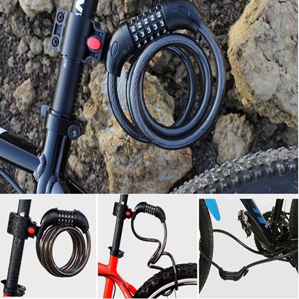 Patent Cycling Heavy Duty MTB bicycle 12x1200mm Cable 5-digit Combination Password bike cable lock