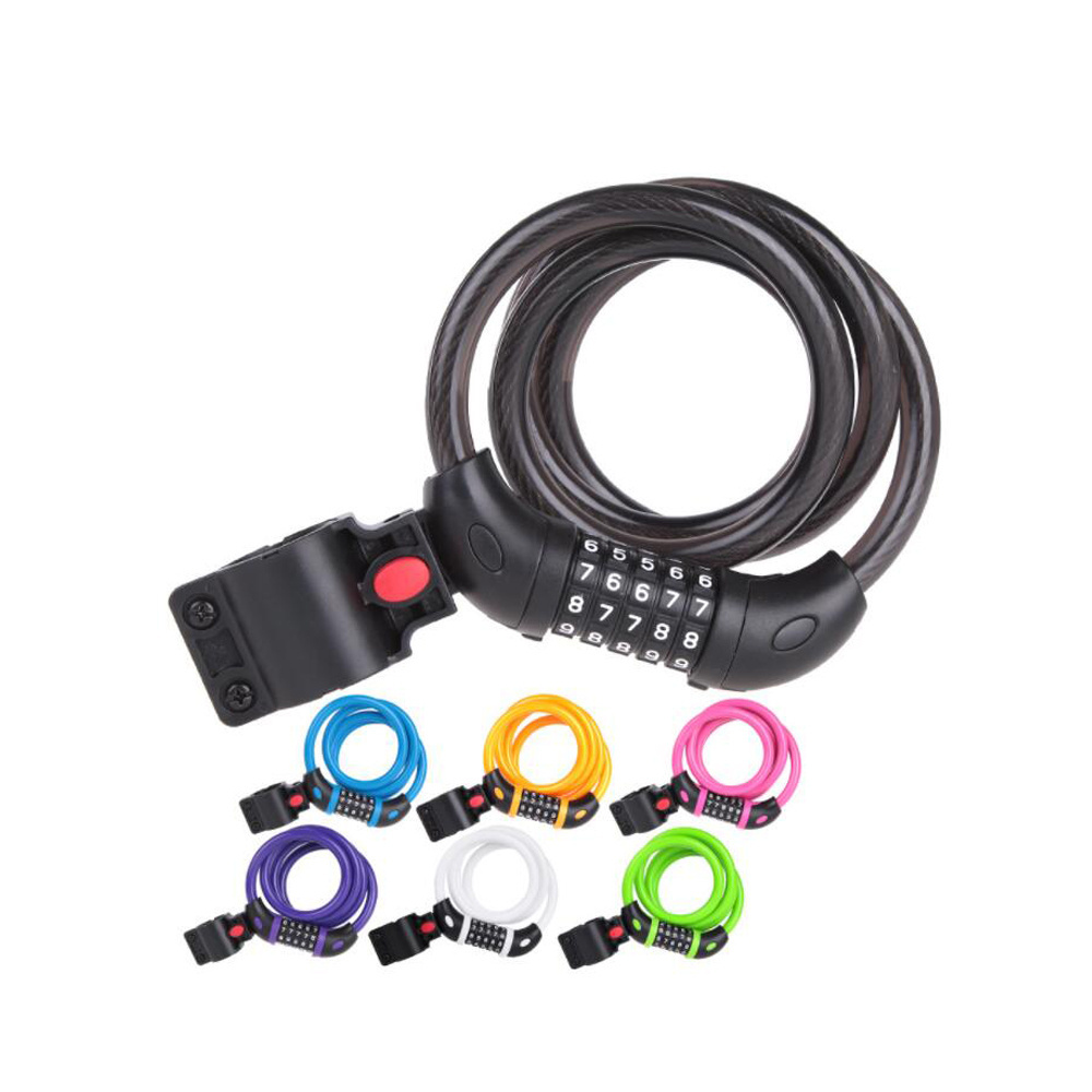 Patent Cycling Heavy Duty MTB bicycle 12x1200mm Cable 5-digit Combination Password bike cable lock