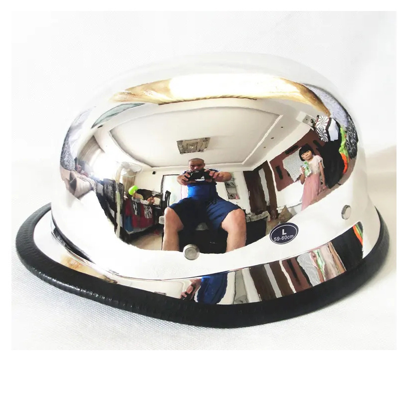 Chrome German Novelty Helmet chromed mirror effect motorcycle Electric Scooter motorbike ATV Biker open Face helmet vintage