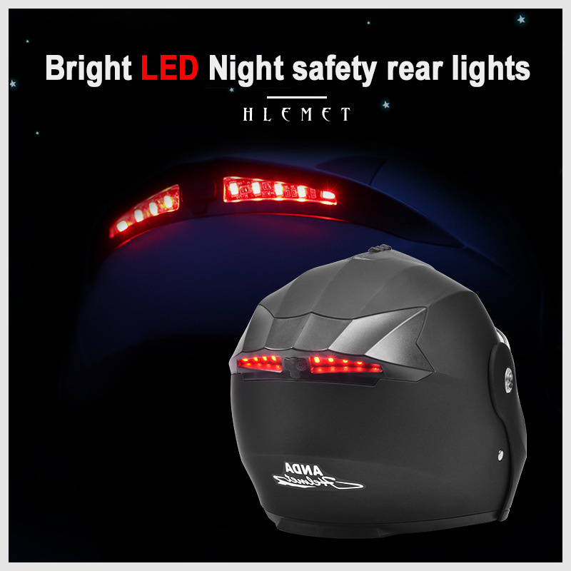 Four seasons LED LIGHT Motorcycle Helmets Electric Moto Bike casco Men women Full face Flip up safety helmet with rear light