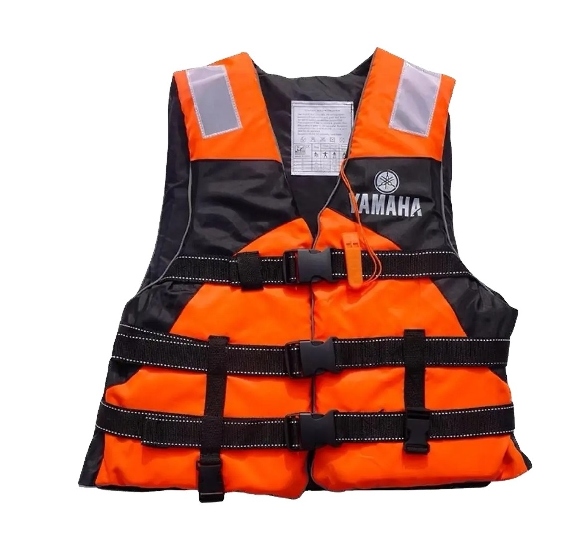 Adult marine life jackets made of polyester filled buoyancy foam with reflective strips