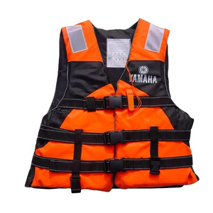 Adult marine life jackets made of polyester filled buoyancy foam with reflective strips