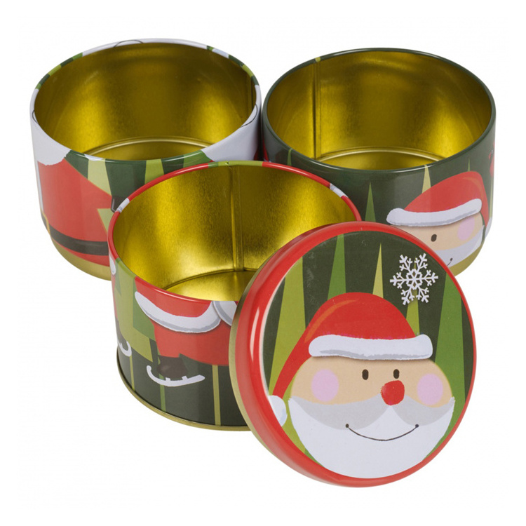 Oem 3 In 1 Cookie Tin Containers Wholesale Cute Christmas Tins