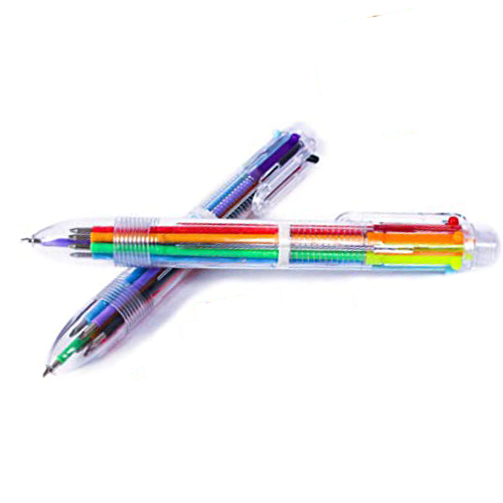 Hot sell Multicolor Ballpoint Pens 6-in-1 Retractable Ballpoint Pens 6 Color 0.5 mm Shuttle Pens