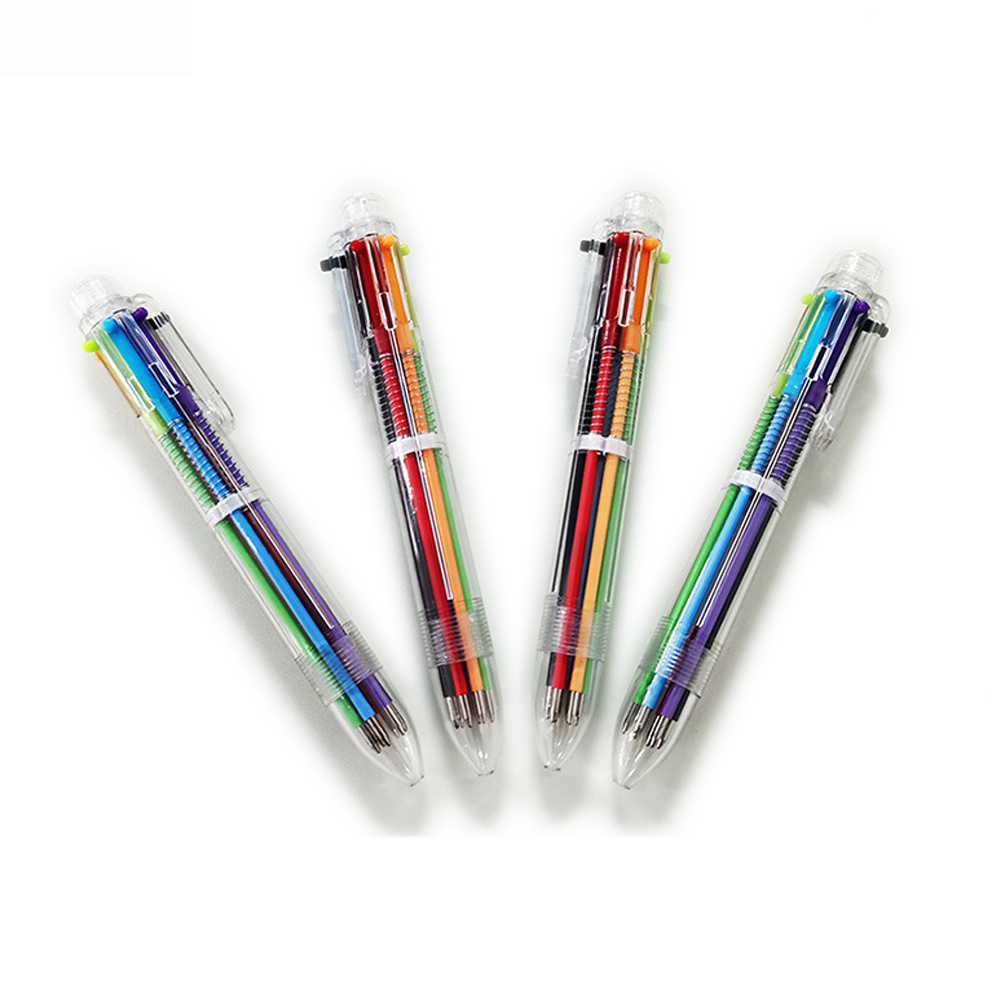 Hot sell Multicolor Ballpoint Pens 6-in-1 Retractable Ballpoint Pens 6 Color 0.5 mm Shuttle Pens