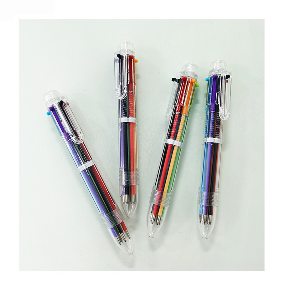 Hot sell Multicolor Ballpoint Pens 6-in-1 Retractable Ballpoint Pens 6 Color 0.5 mm Shuttle Pens