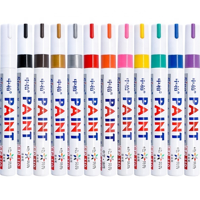 Sipa Paint Marker Pens Permanent Oil Grave Tire Shoes Key Waterproof Sunproof Marker Pen SP110 Metallic Fabric Rock Porcelain