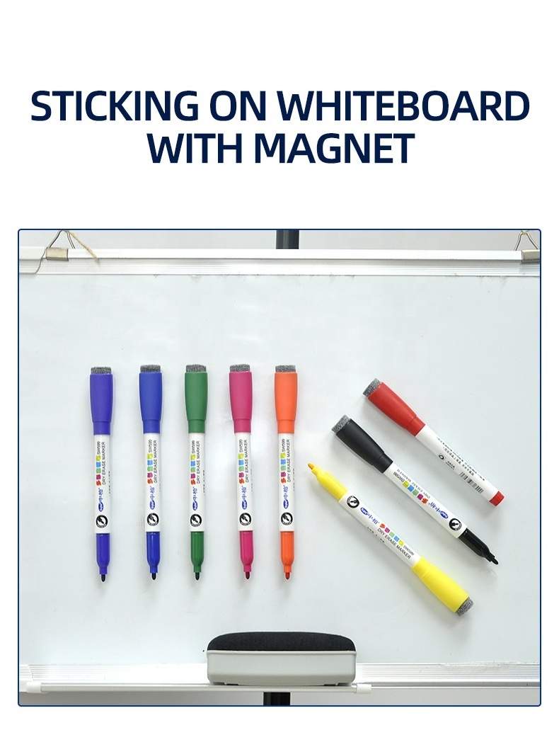 Board Marker Black Markers with Eraser Magnetic Pen Set Best Dry Erase Whiteboard White Paper Whiteboard Smooth Surface 8 Colors