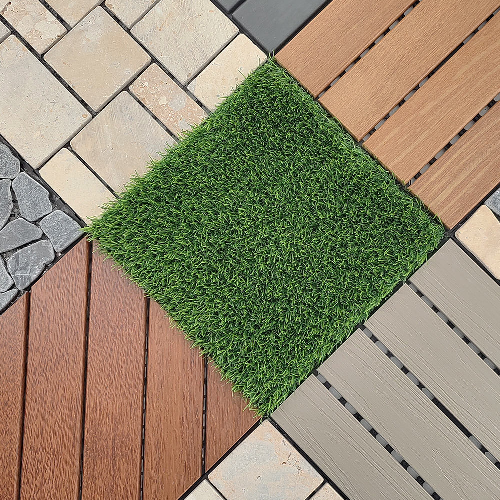 Easy maintenance faux grass outdoor flooring easy install artificial turf flooring tiles