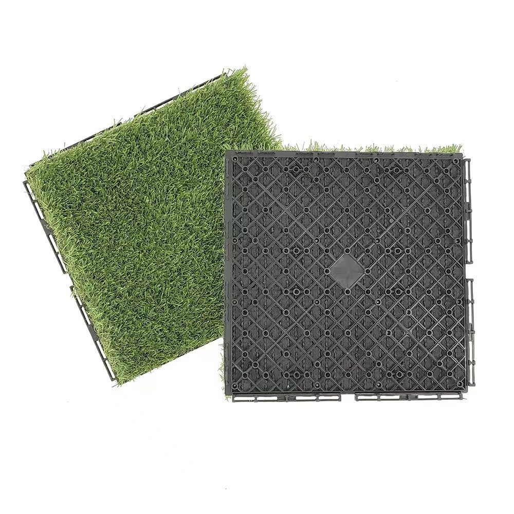 Easy maintenance faux grass outdoor flooring easy install artificial turf flooring tiles