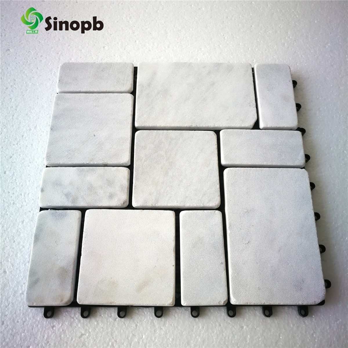 Easy connect stone interlock deck tile for outdoor patio DIY stone deck tile