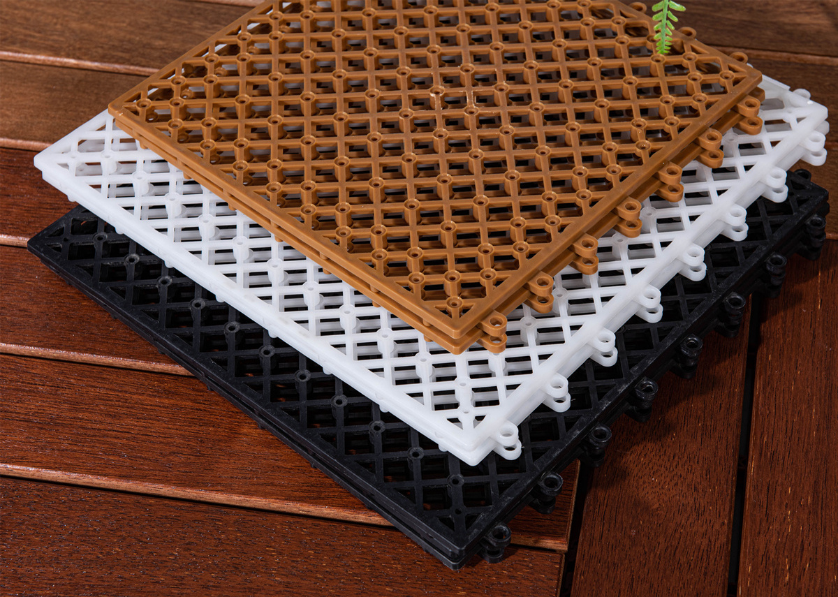 500*500mm wear-resistant plastic grid, Interlocking PP plastic mat,  PP plastic base for decking tiles