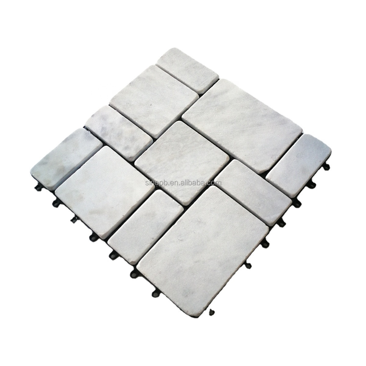 Easy connect stone interlock deck tile for outdoor patio DIY stone deck tile