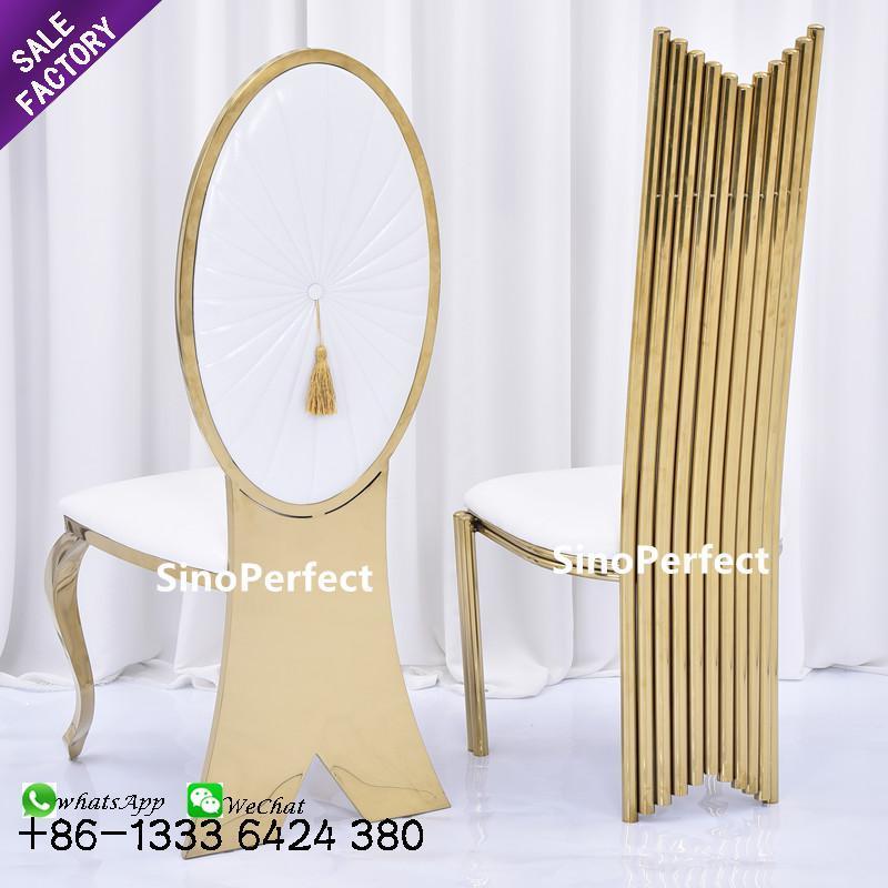 Luxury Stainless Steel Gold Metal Iron Hotel Chair Wedding Dining Chair For Banquet Hall