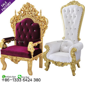 Sale Foshan factory luxury high back hotel lobby wedding rental lion pedicure throne chair purple