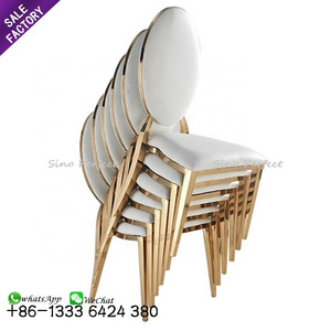 Wholesale Modern Stackable Stainless Steel Furniture Gold Oval Back Dining Chair