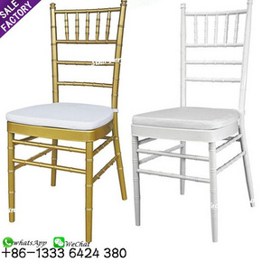 Sino perfect Reception Events Decorations Gold White Stacking Metal Chavari Chiavari Wedding Tiffany Chair Dining Chairs